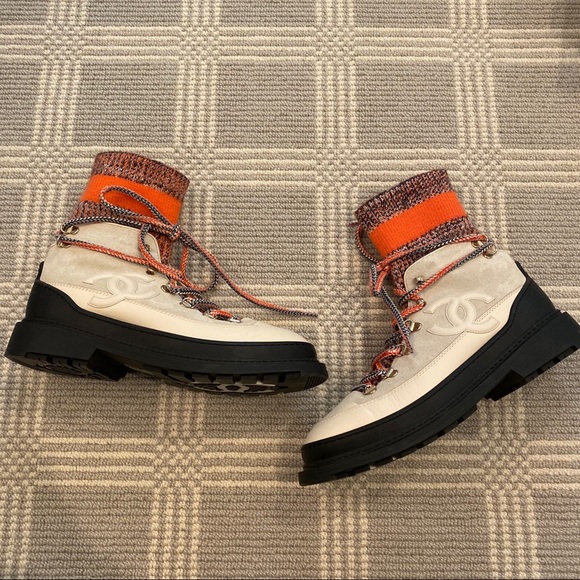 Chanel Calfskin Suede Knit Boots - Picture 3 of 10